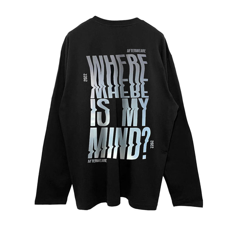 RELAXED FIT BLACK LONG SLEEVE T-SHIRT 'WHERE IS MY MIND' REFLECTIVE