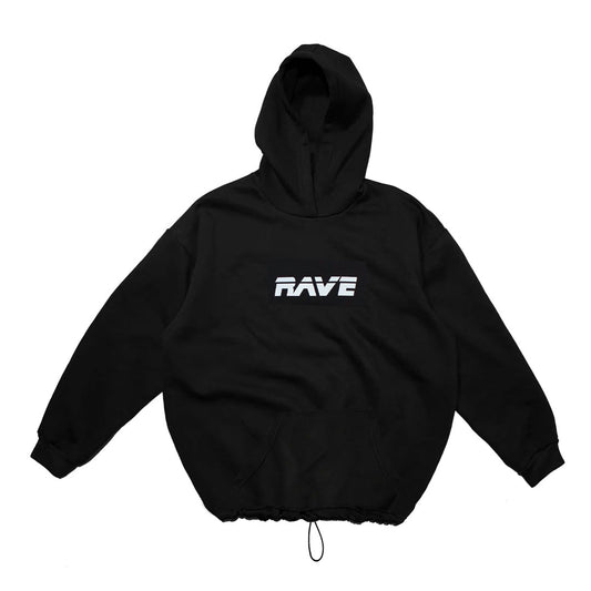 BLACK OVERSIZE HOODIE 'RAVE' REFLECTIVE