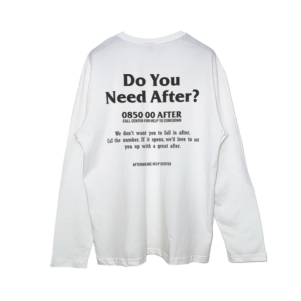 RELAXED FIT WHITE LONG SLEEVE TEE 'DO YOU NEED AFTER' RAINBOW REFLECTIVE
