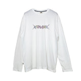 RELAXED FIT WHITE LONG SLEEVE TEE 'HARDCORE TRIBAL' RAINBOW REFLECTIVE