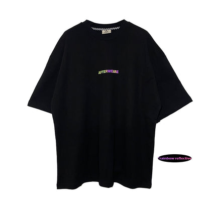 Oversized Black T-shirt 'THE KIDS WANT TECHNO' Reflective flash sale.