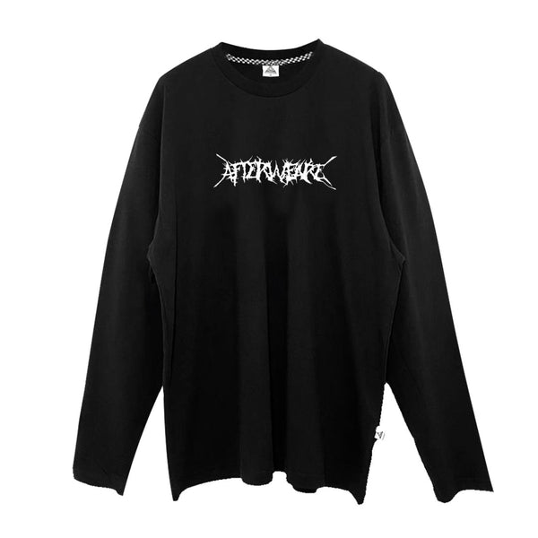 RELAXED FIT BLACK LONG SLEEVE TEE 'HARDCORE TRIBAL' REFLECTIVE