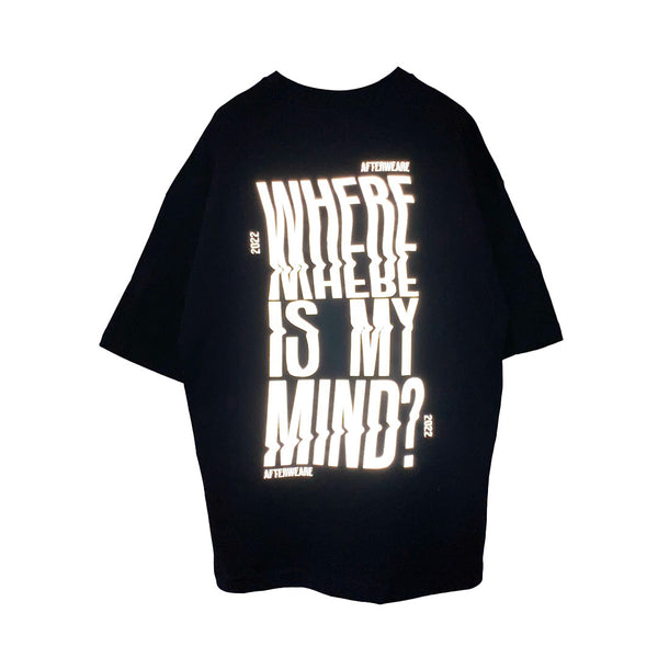 OVERSIZE BLACK T-SHIRT 'WHERE IS MY MIND' REFLECTIVE
