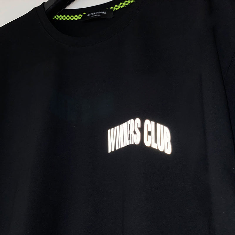 OVER-REGULAR FIT BLACK T-SHIRT 'WINNERS CLUB' REFLECTIVE