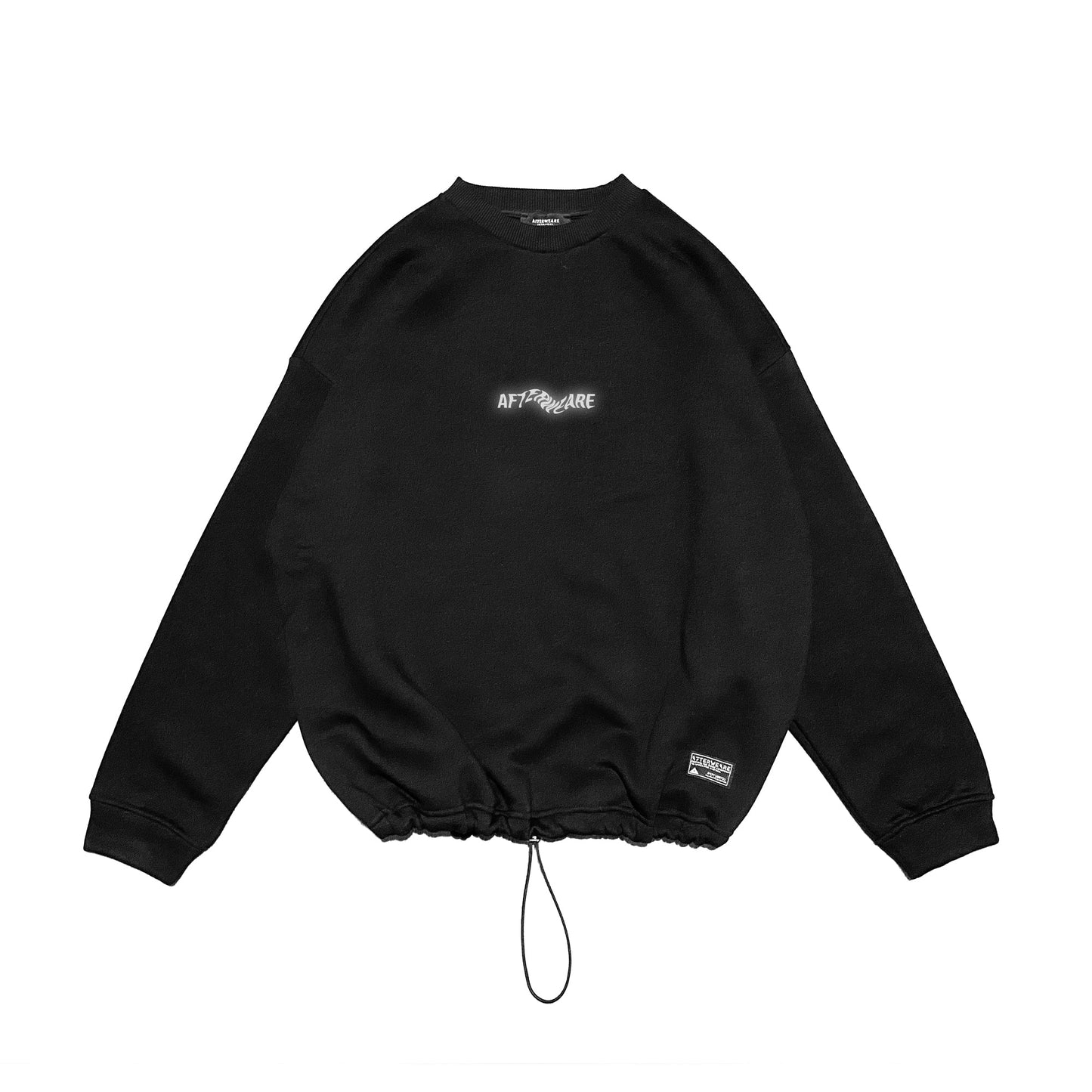 siyah sweatshirt techno baskılı ve reflektörlü