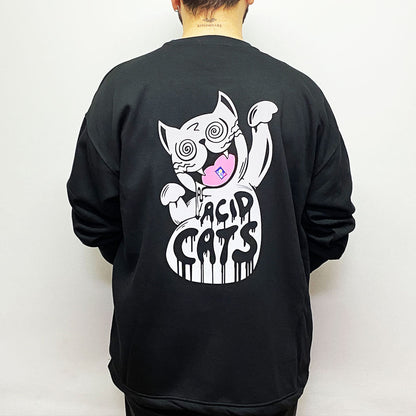 OVERSIZE BLACK SWEATSHIRT 'ACID CATS' REFLECTIVE