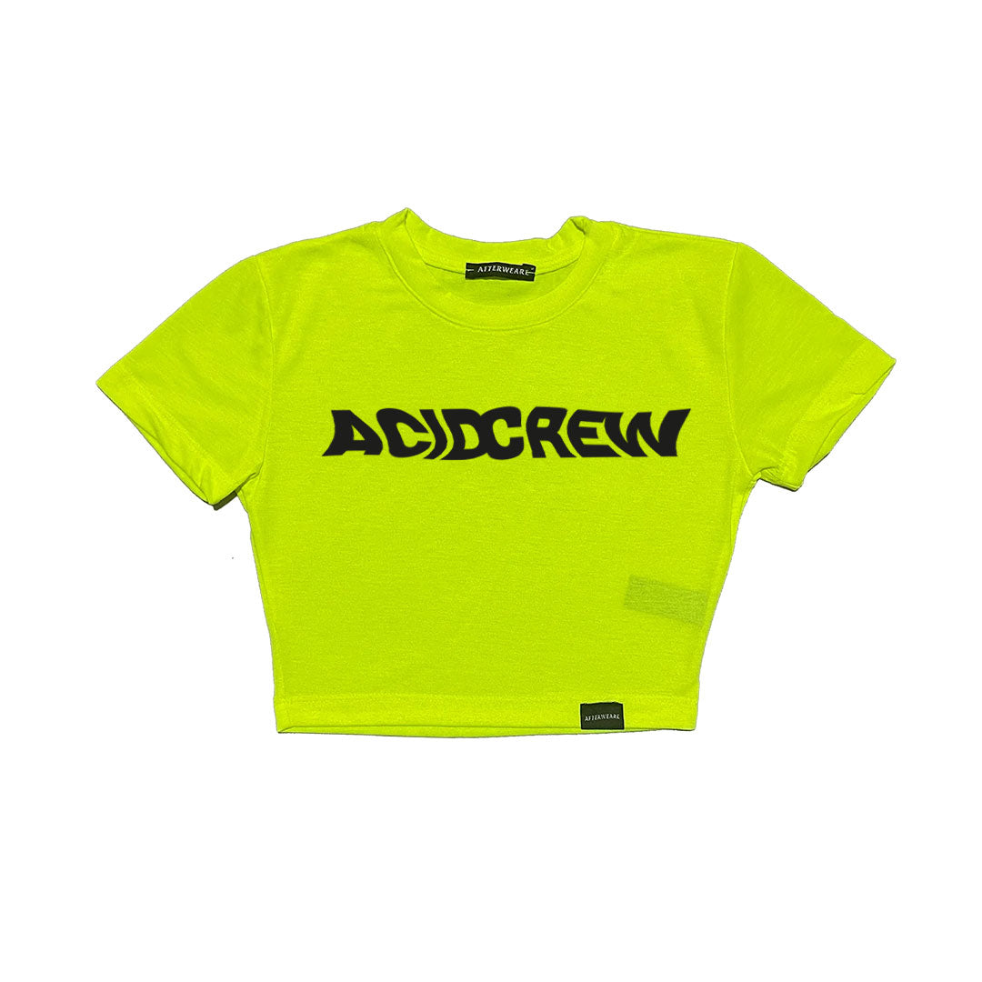 Reflektör baskılı Neon Sarı crop tişört -  reflective print Neon Yellow crop top