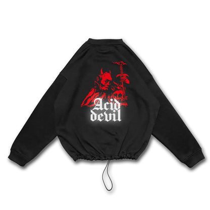 OVERSIZE BLACK SWEATSHIRT 'ACID DEVIL' REFLECTIVE.