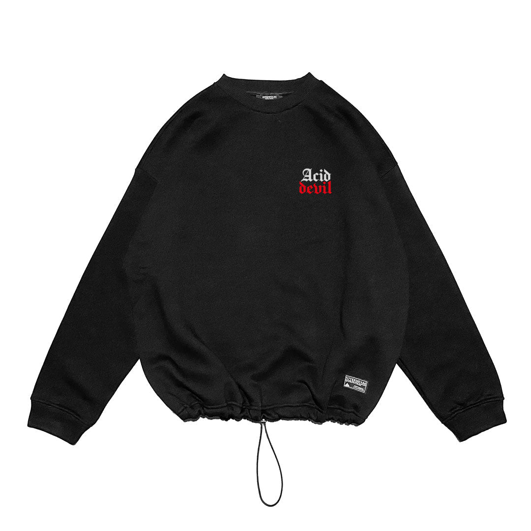 OVERSIZE BLACK SWEATSHIRT 'ACID DEVIL' REFLECTIVE.