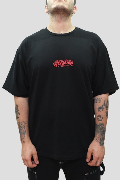 Oversize Black T-shirt 'Hardcore' Oversize Siyah Tişört