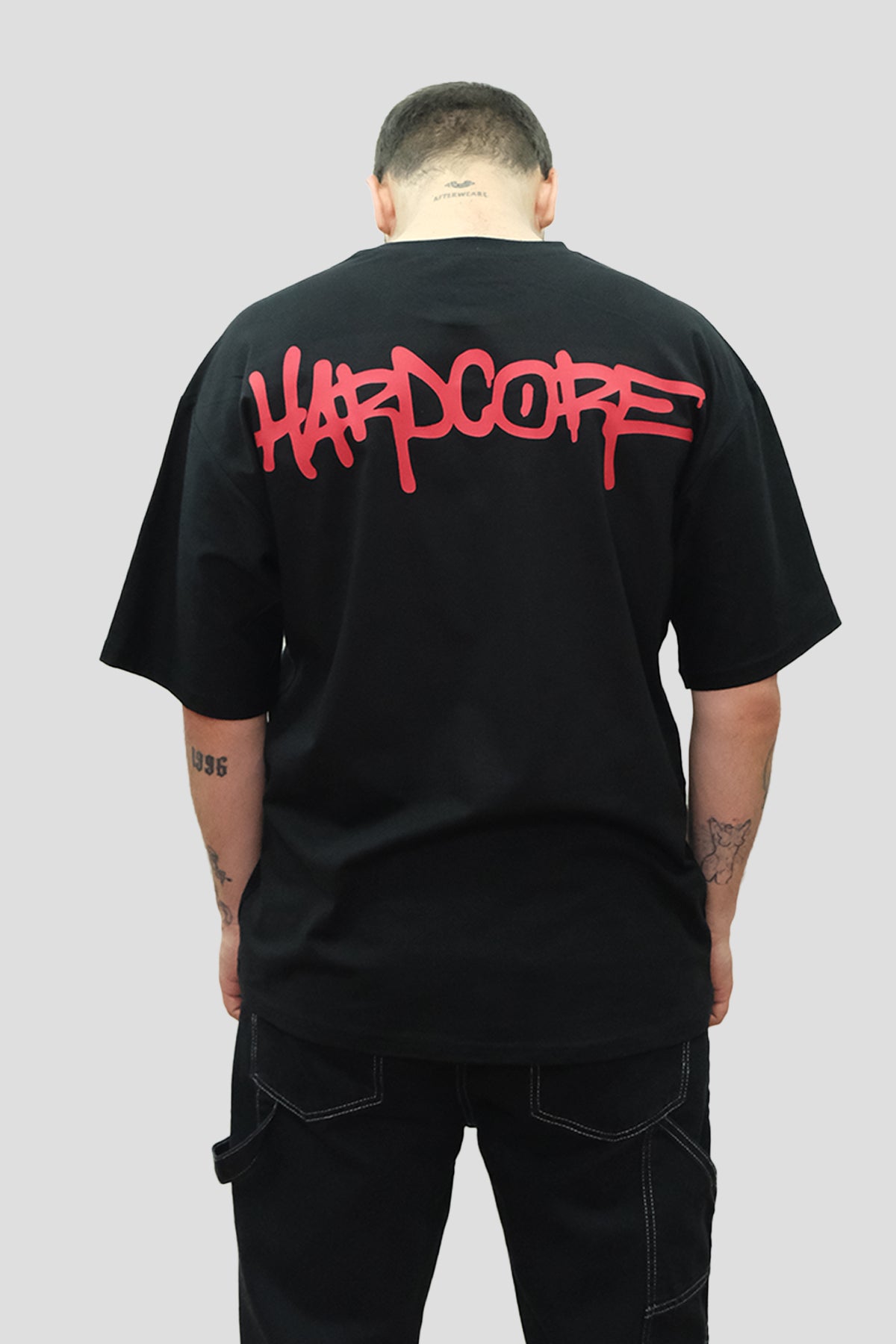 Oversize Black T-shirt 'Hardcore' Oversize Siyah Tişört