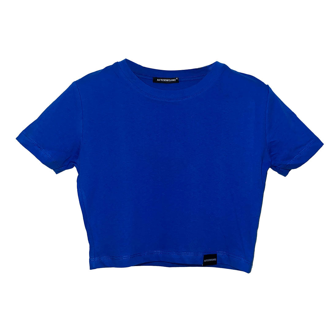 Mavi Crop Tişört - Basic Blue Crop T-shirt.