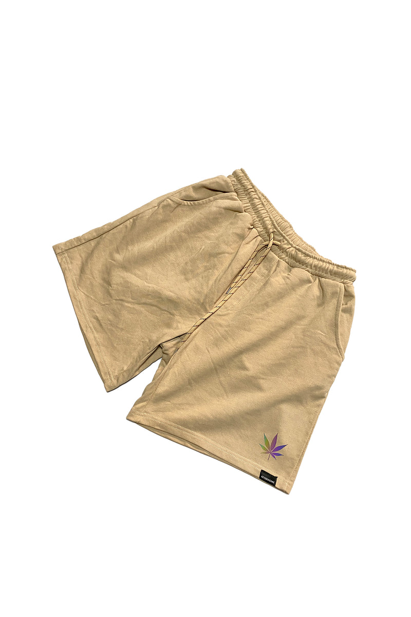 Reflektör baskılı kum rengi erkek şort - reflective print sand man short