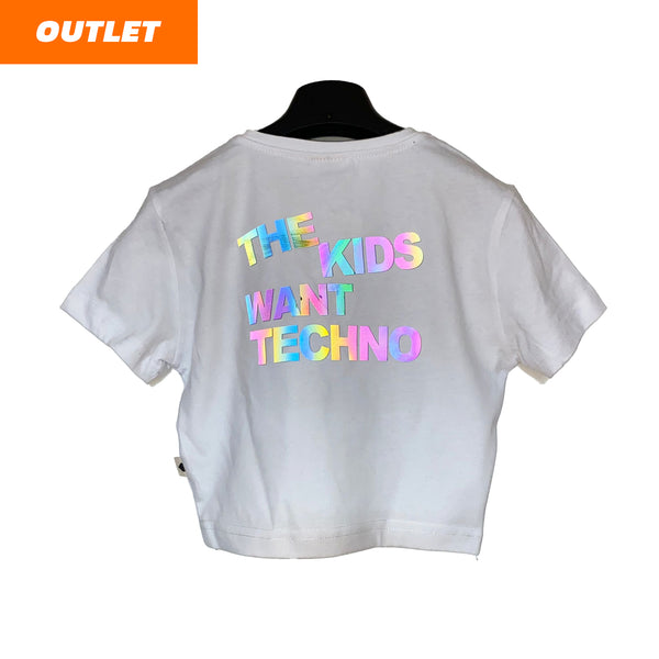 OUTLET - WHITE CROP TEE THE KIDS WANT TECHNO