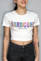 Beyaz Crop Tişört - HARDCORE MOTHERF*CKER | White Crop T-shirt