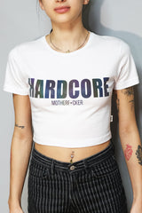 WEISSES CROP-T-SHIRT „BARBIE WANTS TECHNO“