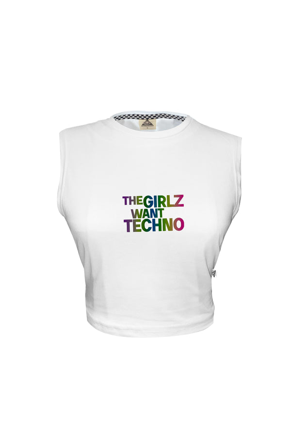 Beyaz Crop Top Üst | The Girlz Want Techno