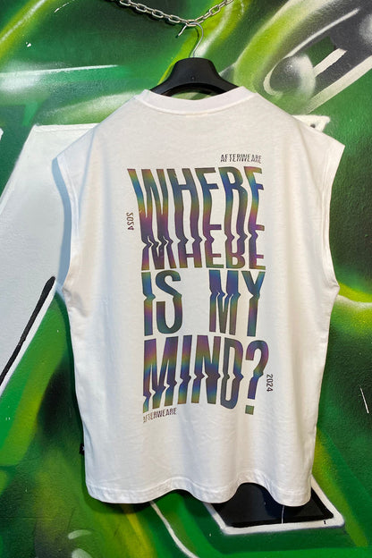 Beyaz Kolsuz Atlet Üst - Where is My Mind? | Reflective Sleeveless Top.