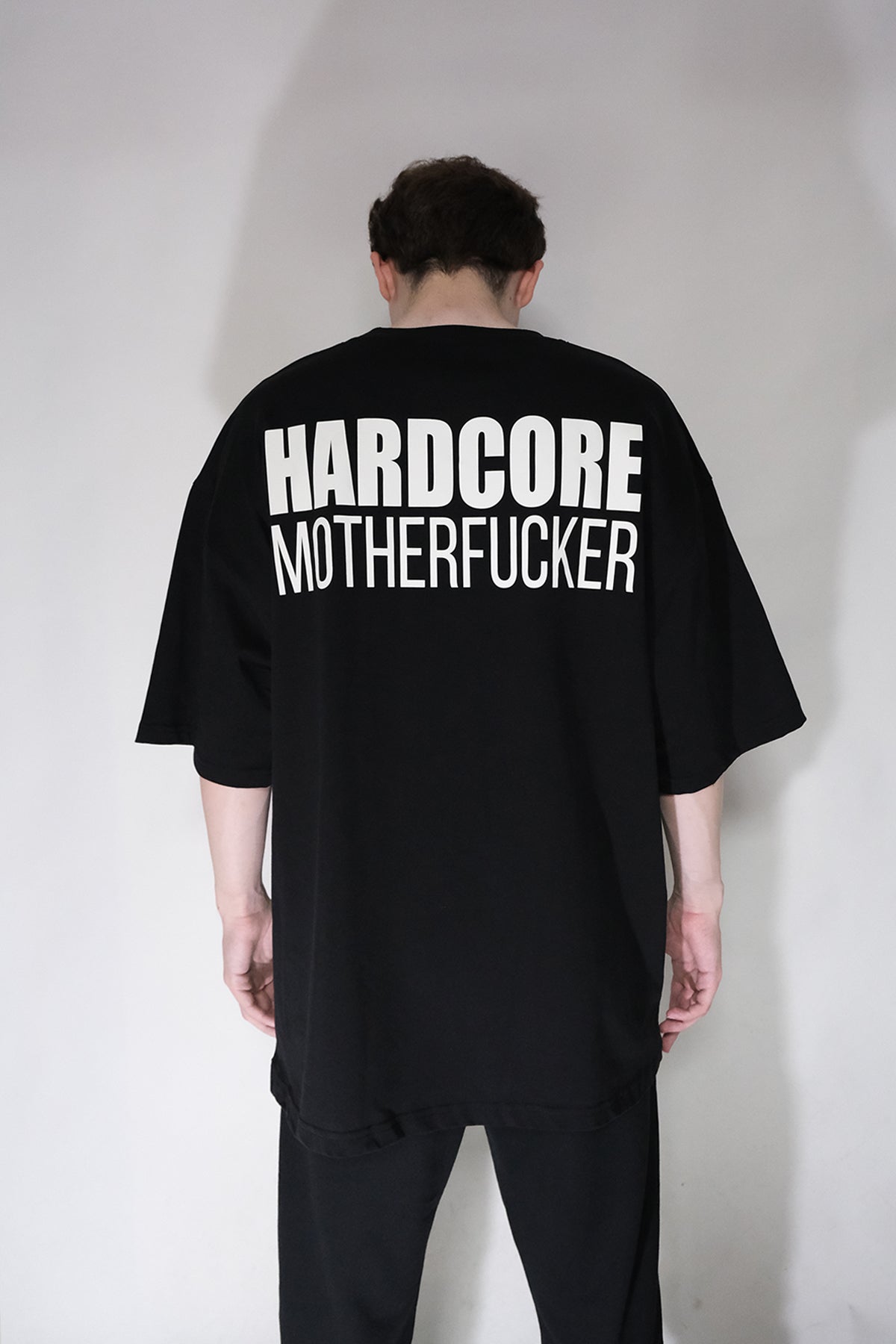 Oversize Siyah Tişört 'HARDCORE MOTHERFUCKER'