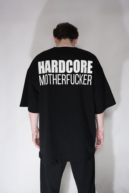 Oversize Siyah Tişört 'HARDCORE MOTHERFUCKER'