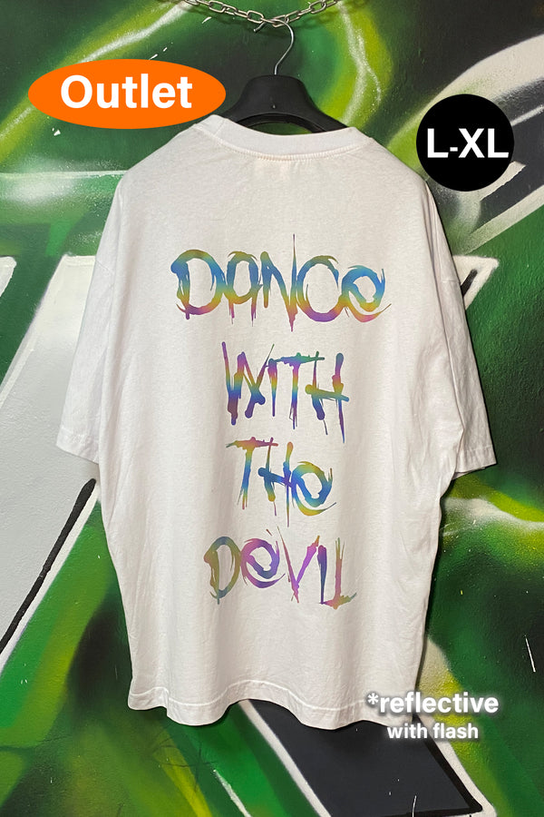 OUTLET - Beyaz Oversize Tee - Dance With The Devil