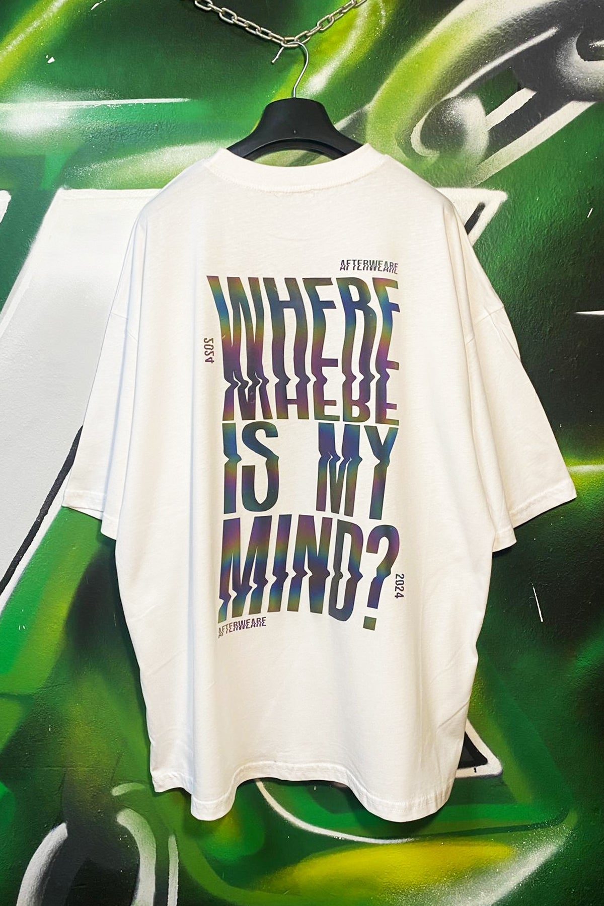 Beyaz Oversize Tişört - Where is My Mind? | Reflective White Oversize T-shirt.