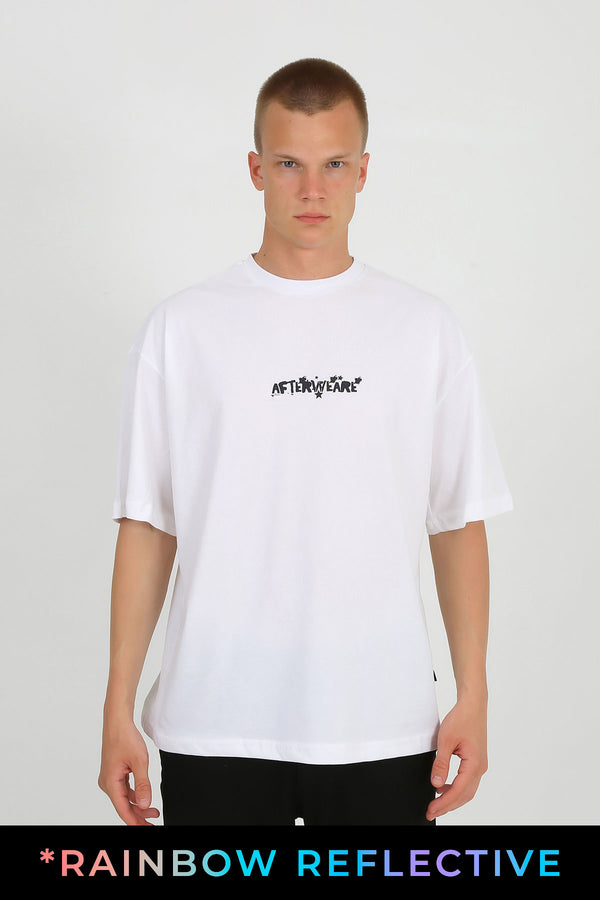 White Oversized T-Shirt with reflective Print