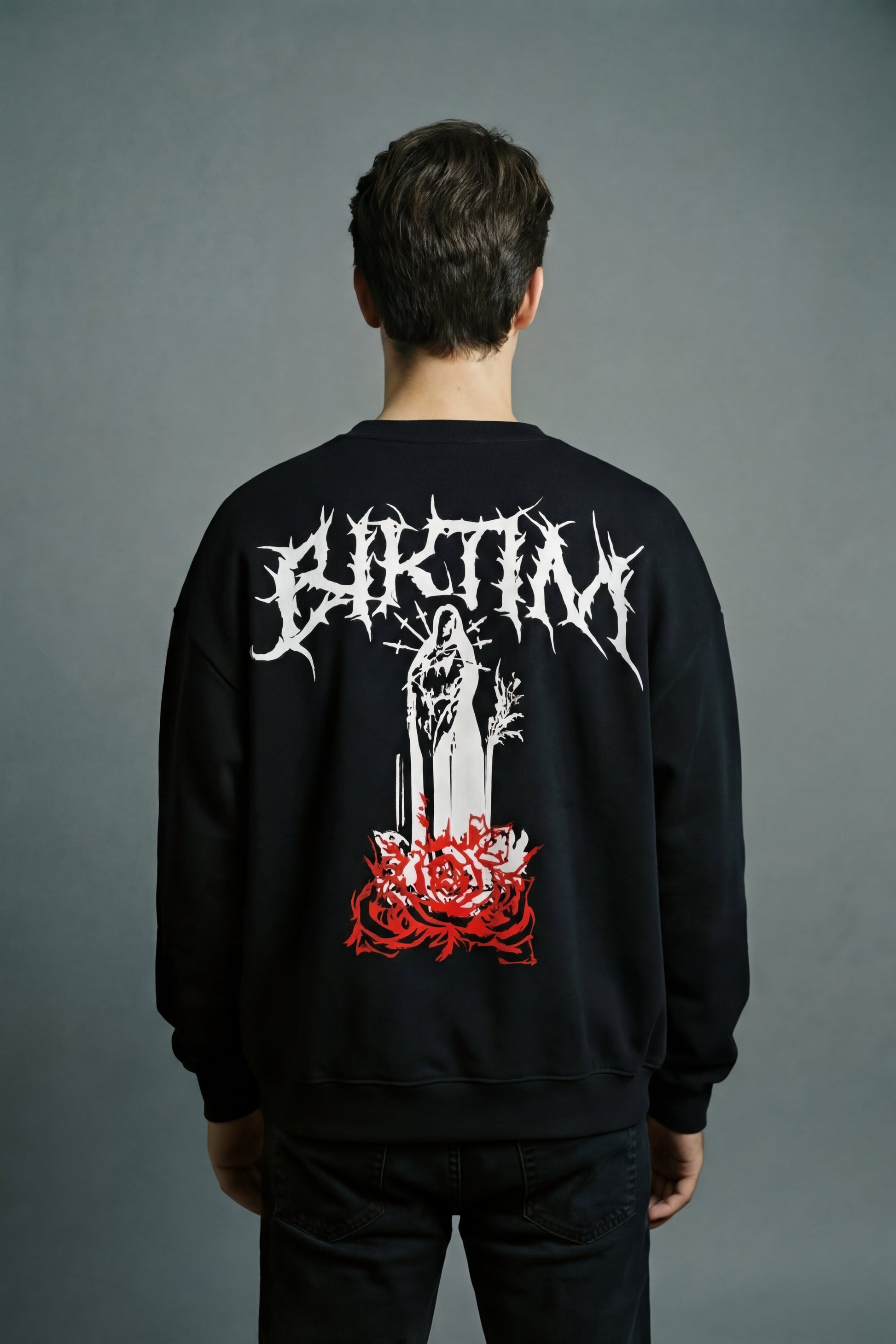 bıktım baskılı siyah oversize sweatshirt