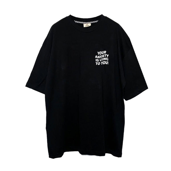 OVERSIZE BLACK T-SHIRT 'YOUR ANXIETY IS LYING TO YOU!' REFLECTIVE