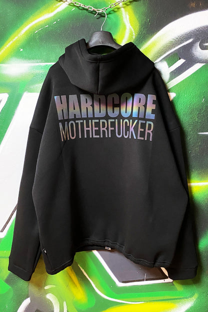 BLACK OVERSIZE HOODIE 'HARDCORE MOTHERFUCKER' REFLECTIVE