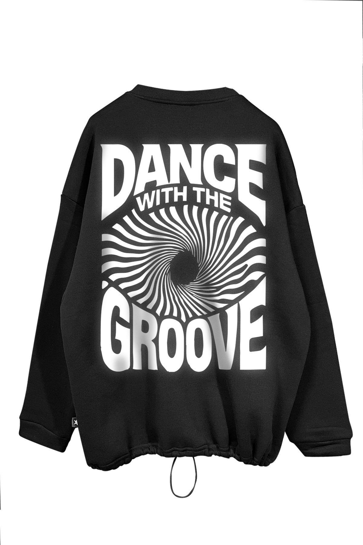 Unisex Black Oversize Sweatshirt – 'Dance with the Groove' Graphic.