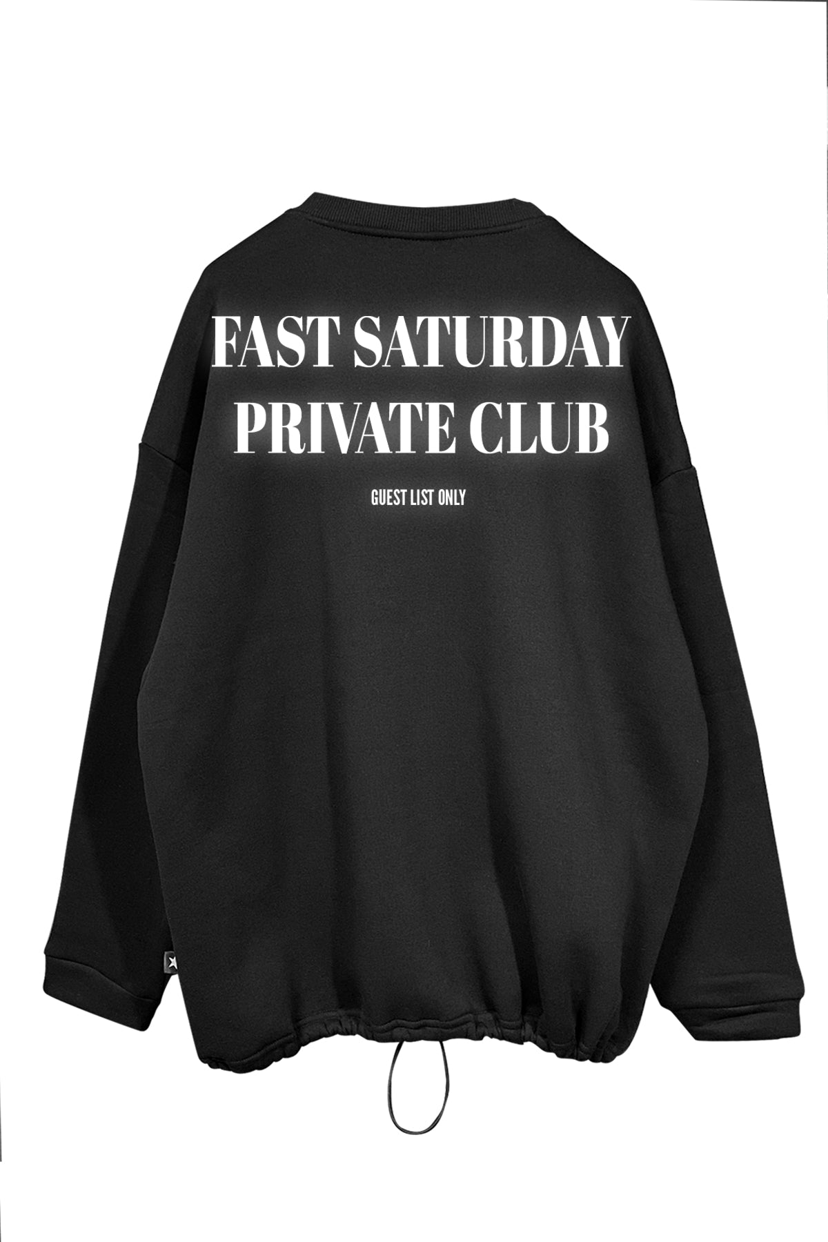 Unisex Black Oversize Sweatshirt – 'Fast Saturday Private Club' Design.