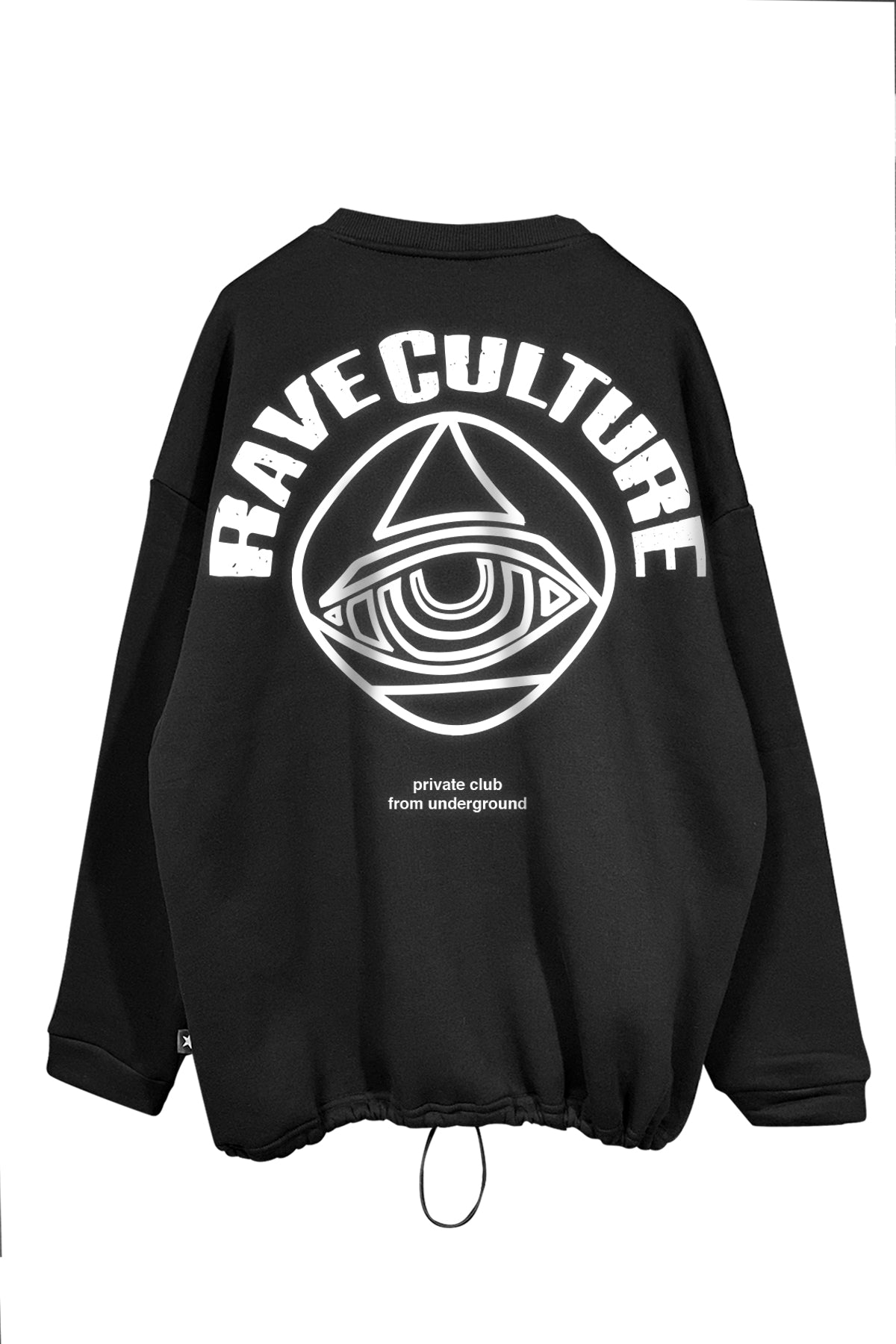 Unisex Black Oversize Sweatshirt 'RAVE CULTURE' Underground Techno & Rave Lifestyle.