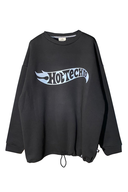 Siyah Oversize Sweatshirt 'Hottechno' Reflective Black Oversize Sweatshirt.