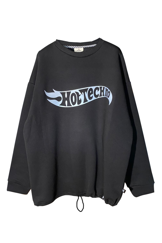 Siyah Oversize Sweatshirt 'Hottechno' Reflective Black Oversize Sweatshirt