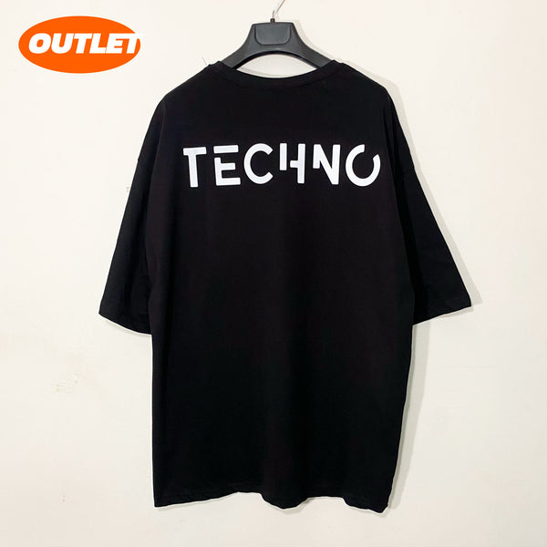 OUTLET - BLACK OVERSIZE TEE TECHNO IS BACK