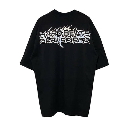 BLACK OVERSIZE T-SHIRT ’HARD BEATS DARK SPIRITS’ REFLECTIVE - FREEDOM OVERSIZED