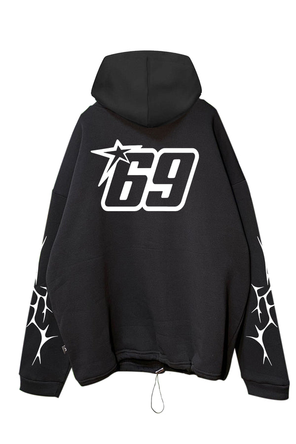 SCHWARZER OVERSIZE HOODIE 'ACID CREW' REFLEKTIEREND 