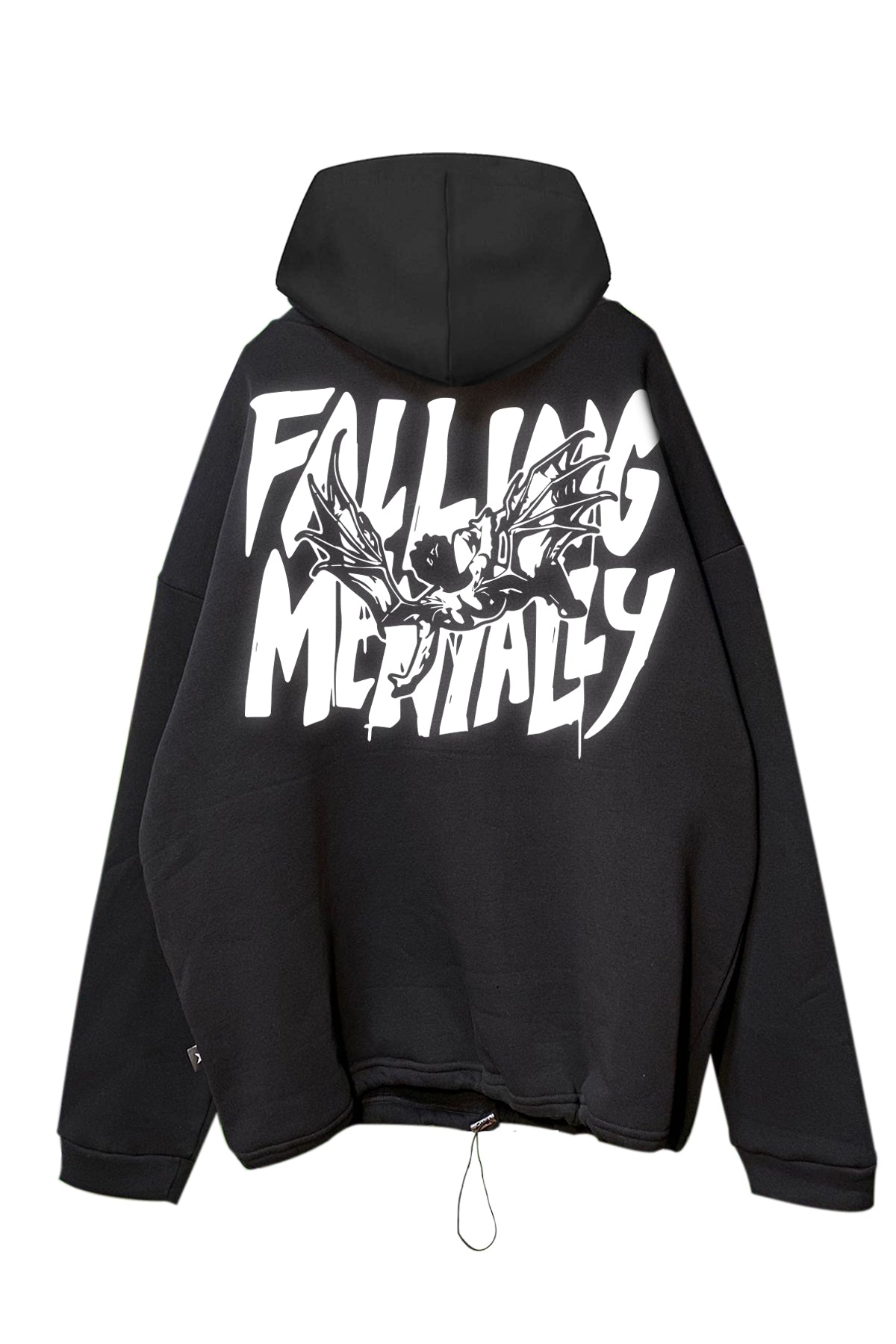 Siyah Kapüşonlu Sweatshirt 'FALLING MENTALLY' Black Oversize Hoodie.