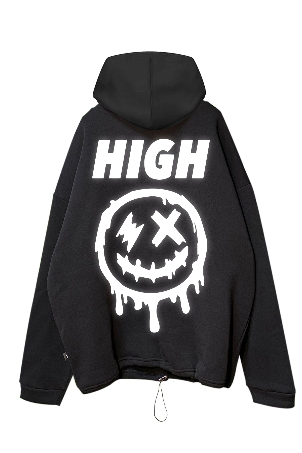 Siyah Kapüşonlu Sweatshirt 'HIGH' Black Oversize Hoodie.