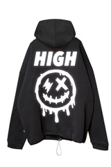 Siyah Kapüşonlu Sweatshirt 'HIGH' Black Oversize Hoodie