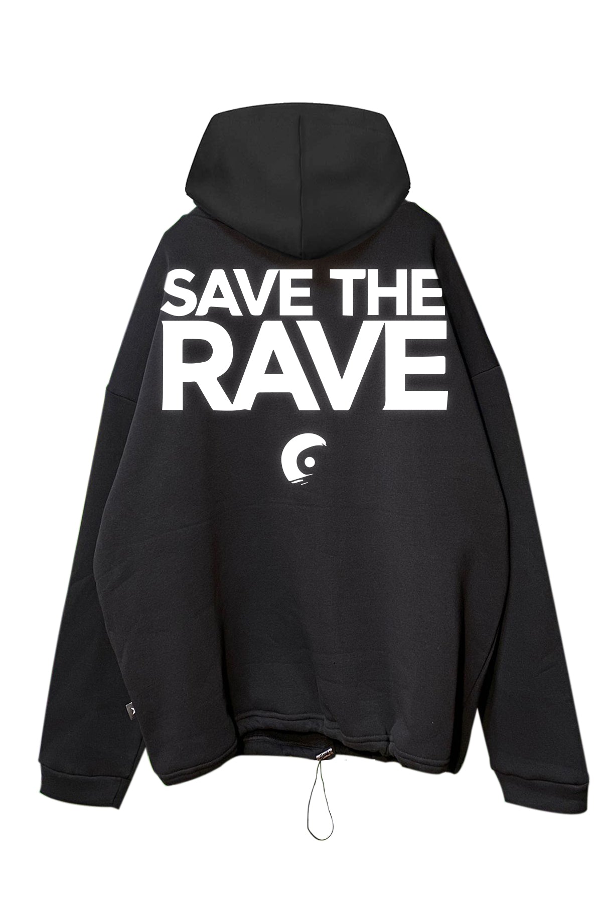 Siyah Kapüşonlu Sweatshirt 'SAVE THE RAVE' Black Oversize Hoodie.