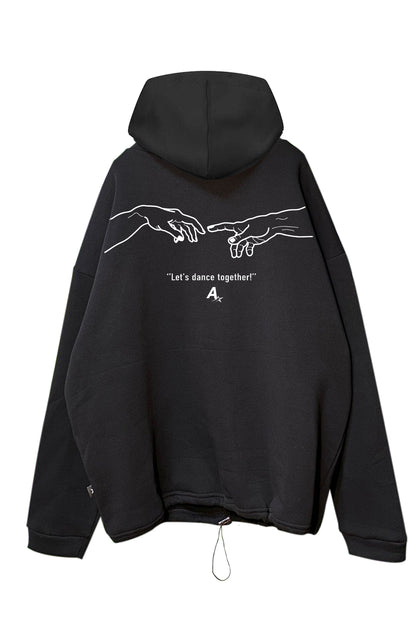 Siyah Kapüşonlu Sweatshirt 'Connecting People' Black Oversize Hoodie.