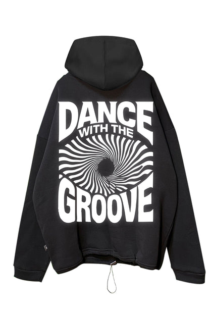 Siyah Kapüşonlu Sweatshirt 'DANCE WITH THE GROOVE' Black Oversize Hoodie.