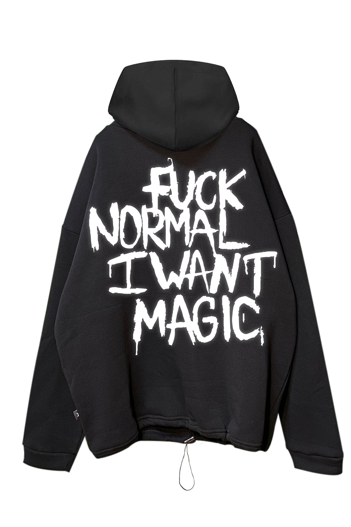 Siyah Kapüşonlu Sweatshirt 'FUCK NORMAL' Black Oversize Hoodie.