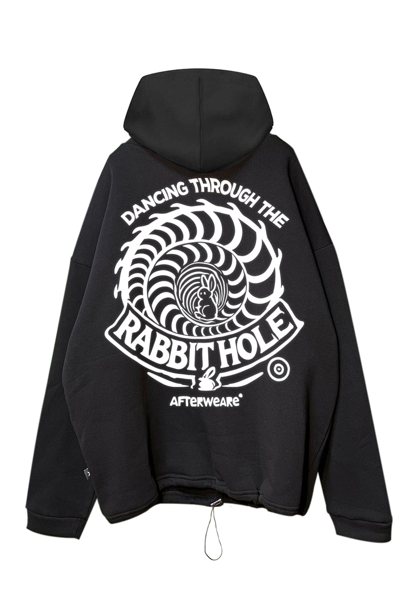 Siyah Kapüşonlu Sweatshirt 'RABBIT HOLE' Black Oversize Hoodie