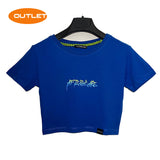 OUTLET – BLAUES CROP-T-SHIRT „ACID CHAIN“ REGENBOGEN