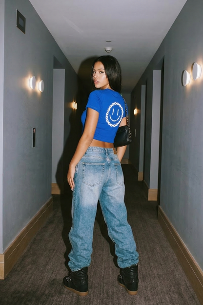 blue crop top smile chain