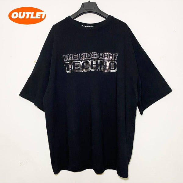 OUTLET - CRYSTAL THE KIDS WANT TECHNO BLACK OVERSIZE TEE