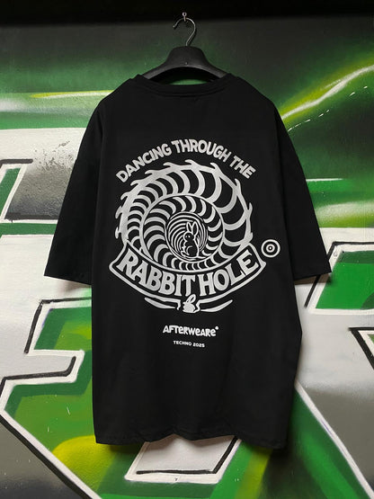 Oversize Siyah Tişört 'Rabbit Hole'